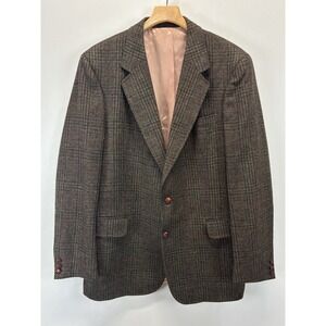 Vtg Boston Traders Tweed Wool Blazer Sz 42 Men's Wood Buttons Sport Coat